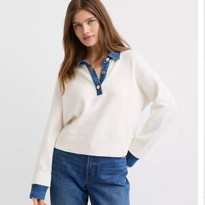 Women's White Sweater with Blue Accents NWOT